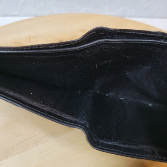 Vintage Bi Fold Wallet Mens Black Croc Embossed Soft Leather Cash Card Slots - Picture 11 of 12